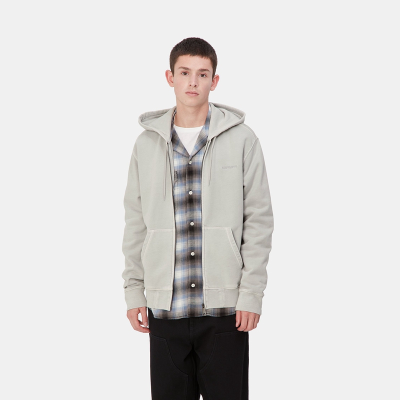 Carhartt Hooded Duster Script Ceket Erkek Gri | YHP-487396