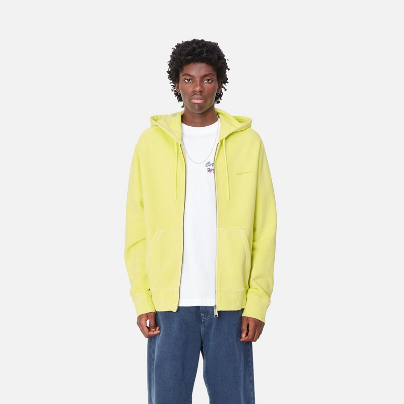 Carhartt Hooded Duster Script Ceket Erkek Sarı | TFG-709546