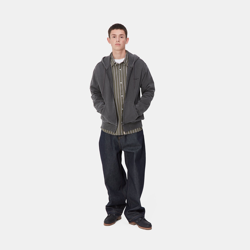 Carhartt Hooded Duster Script Ceket Erkek Koyu Gri | AZN-650742