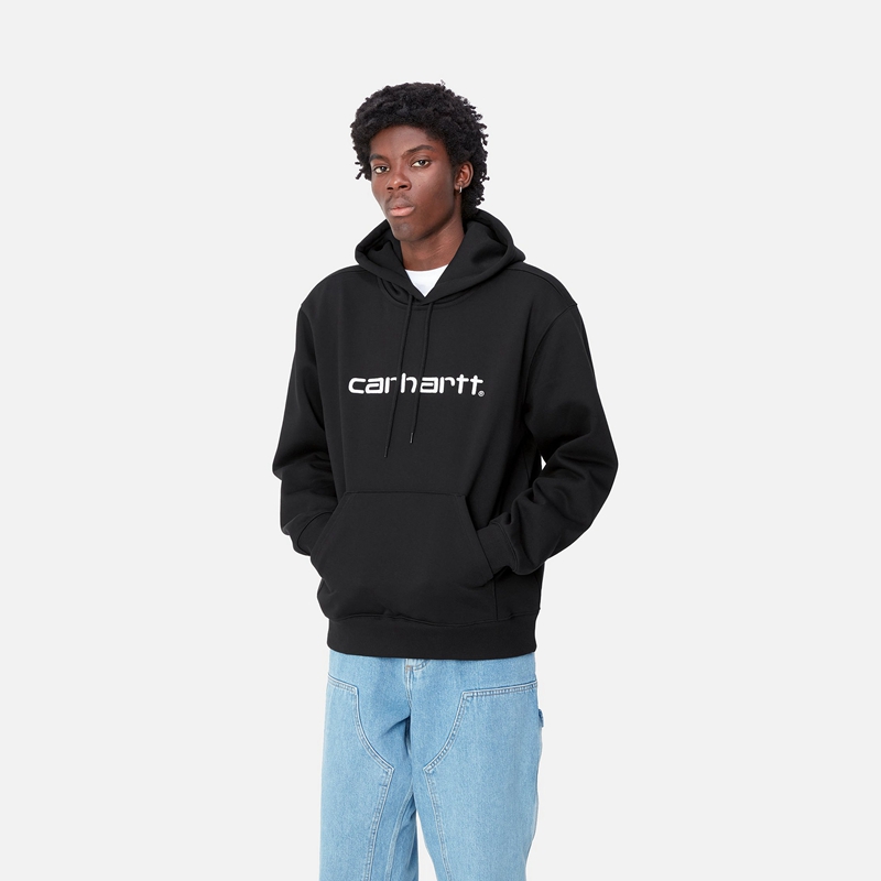 Carhartt Hooded Kapşonlu Erkek Siyah | XVD-285347