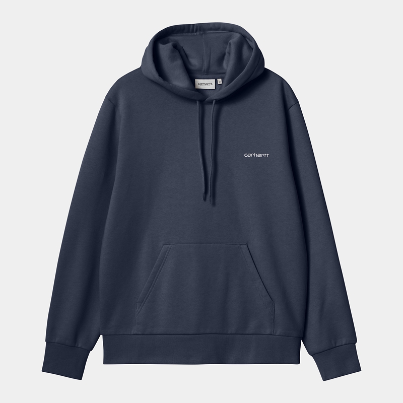 Carhartt Hooded Script Embroidery Kapşonlu Erkek Lacivert | BQD-536074