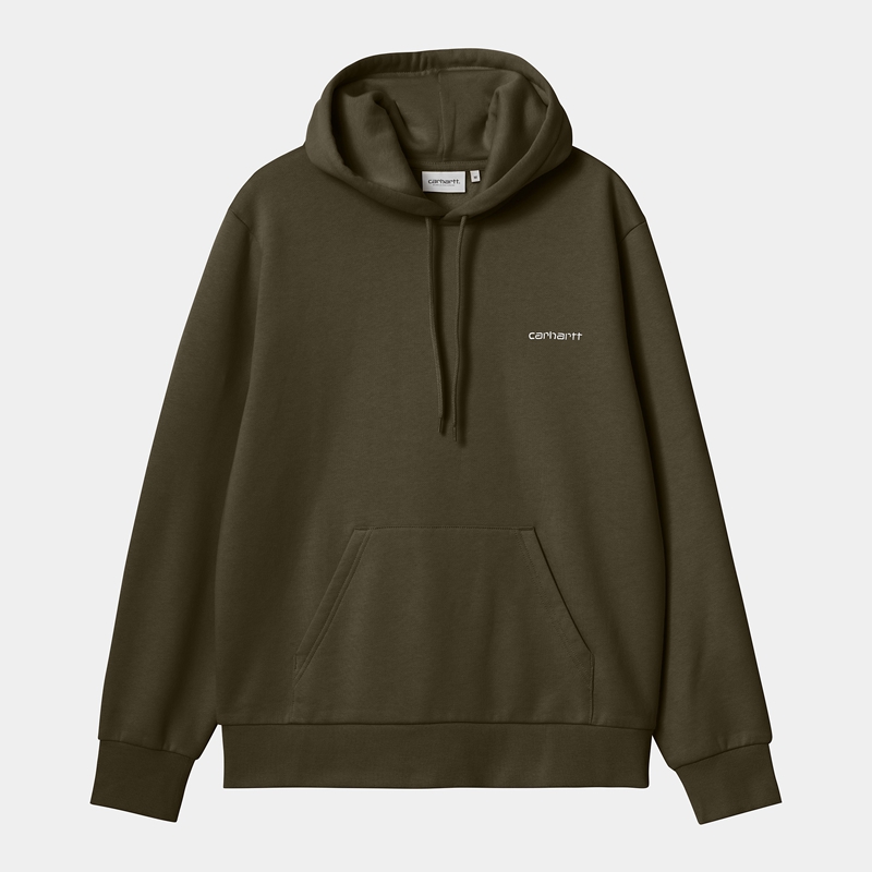 Carhartt Hooded Script Embroidery Kapşonlu Erkek Zeytin Yeşili | KDO-806514