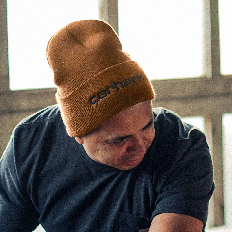 Carhartt Knit Insulated Logo Graphic Cuffed Beanie Şapkalar Erkek Kahverengi | GAQ-187325