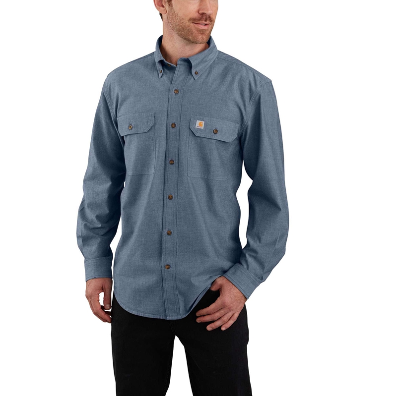 Carhartt Loose Fit Midweight Chambray Long-Sleeve Gömlek Erkek Mavi | JAX-597148