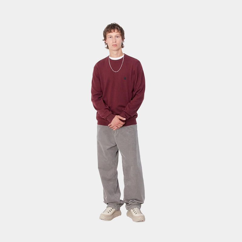 Carhartt Madison Sweatshirt Erkek Bordo | ZQT-892135