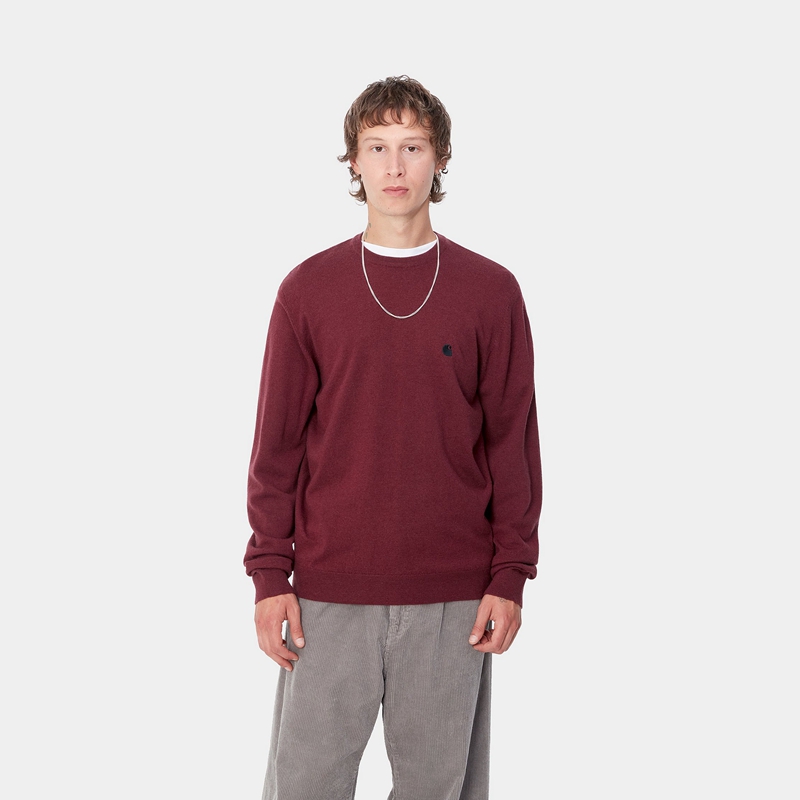 Carhartt Madison Sweatshirt Erkek Bordo | ZQT-892135