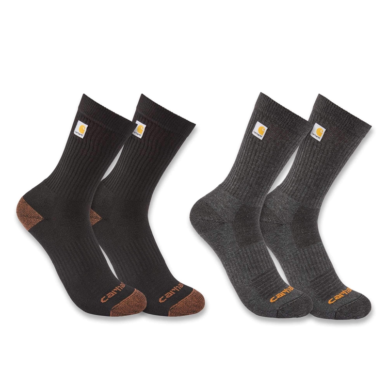 Carhartt Midweight Logo Crew 2 Pack Socks Erkek Siyah | WBZ-627148