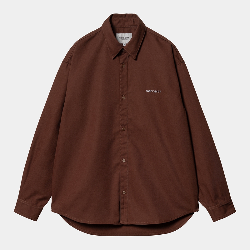 Carhartt Module Script Gömlek Erkek Koyu Kahverengi | WJP-052361