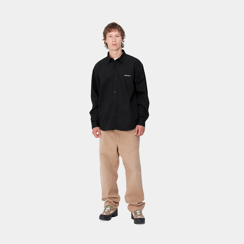 Carhartt Module Script Gömlek Erkek Siyah | OPR-975203