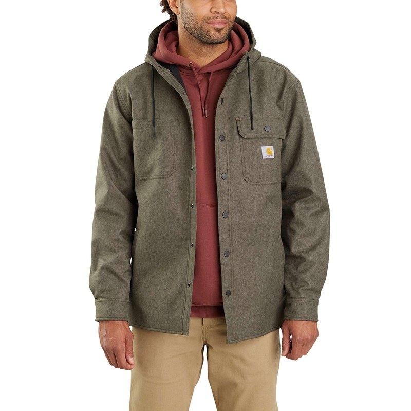 Carhartt Rain Defender® Relaxed Fit Heavyweight Hooded Gömlek Ceket Erkek Zeytin Yeşili | LRJ-538607