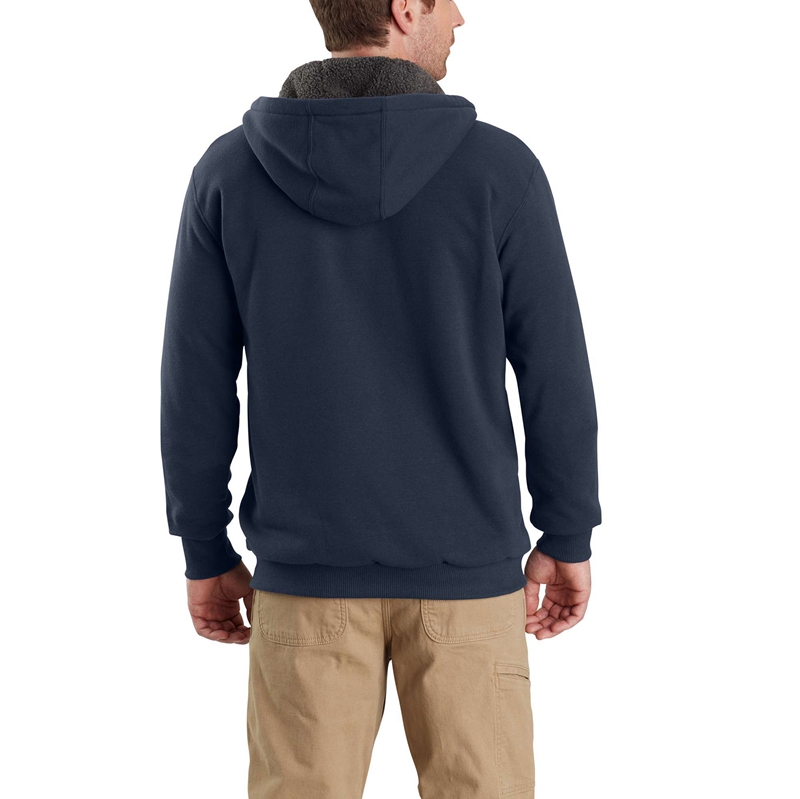 Carhartt Rain Defender® Relaxed Fit Midweight Sherpa-Lined Full-Zip Sweatshirt Erkek Koyu Gri | PNQ-680719