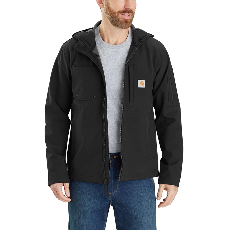 Carhartt Rain Defender® Relaxed Fit Midweight Softshell Hooded Ceket Erkek Siyah | SJI-804795