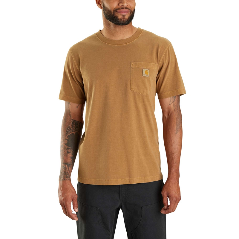 Carhartt Re-Engineered Relaxed Fit Lightweight Short-Sleeve Garment Dyed Pocket Tişört Erkek Kahverengi | ELO-265304