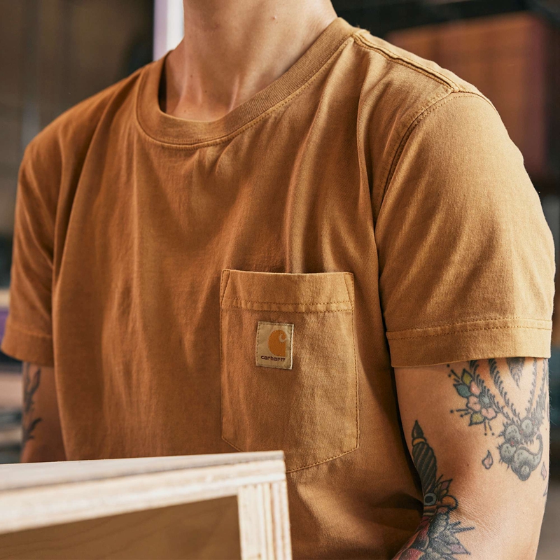 Carhartt Re-Engineered Relaxed Fit Midweight-Sleeve Garment Dye Pocket Tişört Kadın Kahverengi | VWX-469183