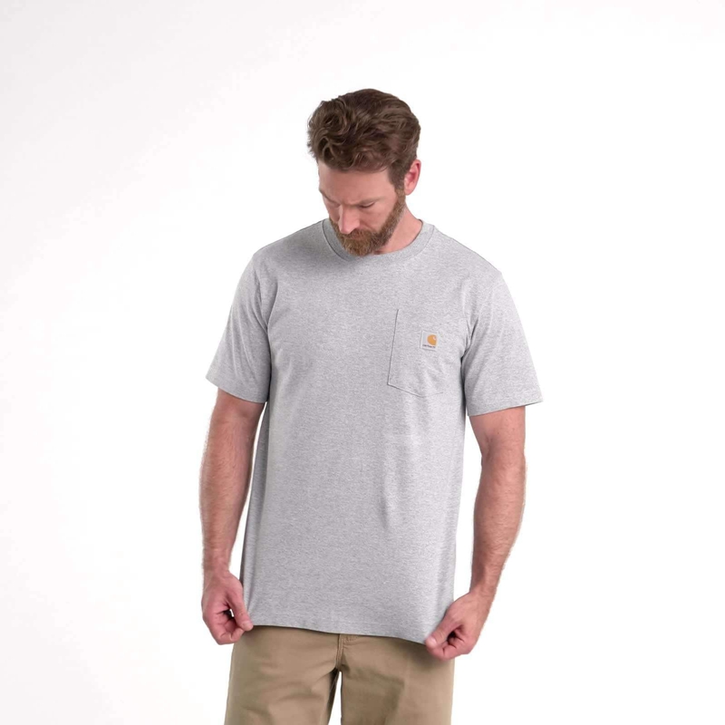 Carhartt Relaxed Fit Heavyweight Short-Sleeve Pocket Tişört Erkek Kahverengi | FIN-723906