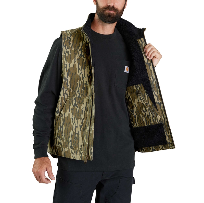 Carhartt Rugged Flex® Duck Loose Fit Sherpa-Lined Camo Mock-Neck Yelek Erkek Camo | MQE-429137