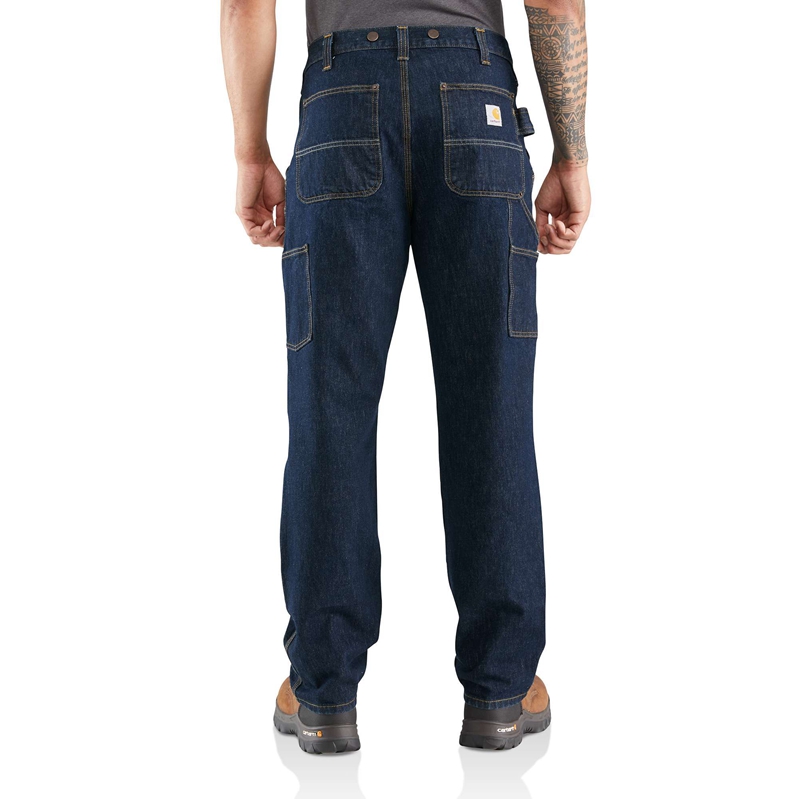 Carhartt Rugged Flex® Relaxed Fit Heavyweight Double-Front Utility Logger Kot Pantolon Erkek Koyu Mavi | EXD-093724