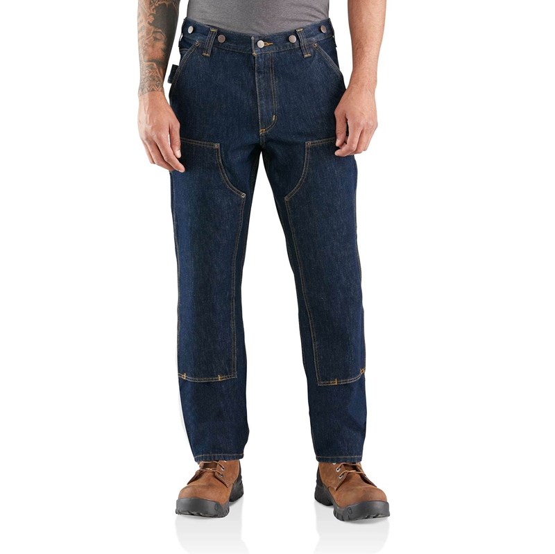 Carhartt Rugged Flex® Relaxed Fit Heavyweight Double-Front Utility Logger Kot Pantolon Erkek Koyu Mavi | EXD-093724