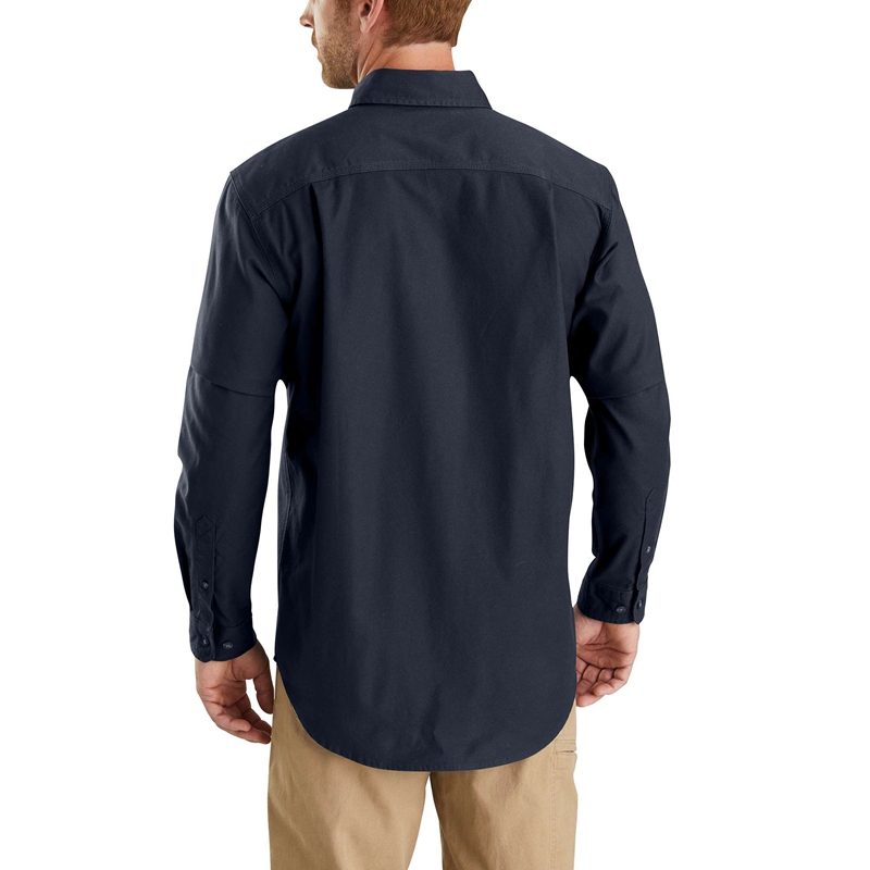 Carhartt Rugged Flex® Relaxed Fit Midweight Canvas Long-Sleeve Gömlek Erkek Lacivert | RIV-532048