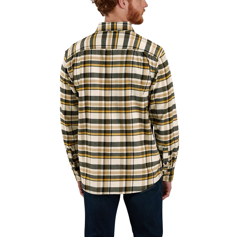 Carhartt Rugged Flex® Relaxed Fit Midweight Flannel Long-Sleeve Plaid Gömlek Erkek Sarı | QPZ-946732