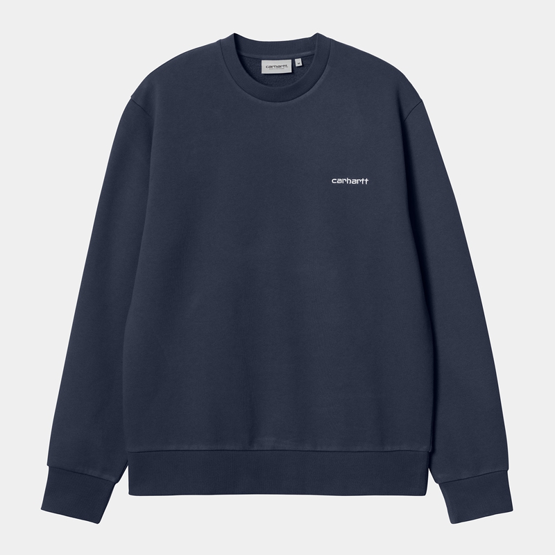 Carhartt Script Embroidery Sweatshirt Erkek Lacivert | EDL-574931