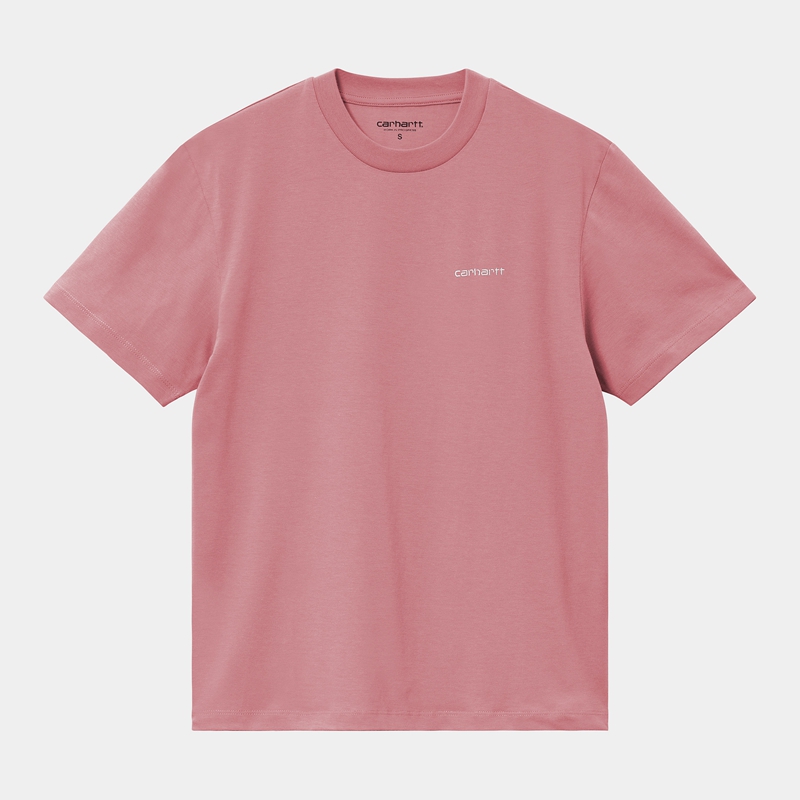 Carhartt Script Embroidery Tişört Kadın Pembe | JIK-318429