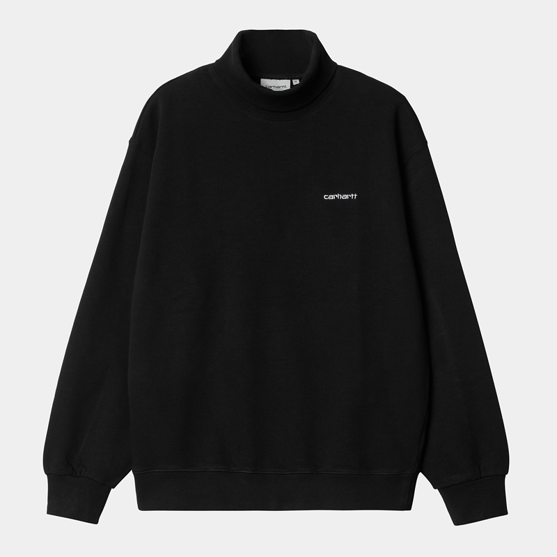 Carhartt Script Mockneck Sweatshirt Erkek Siyah | WZN-759243