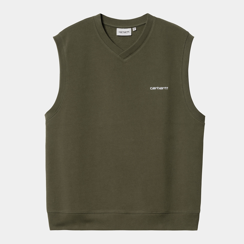 Carhartt Script V-Neck Yelek Erkek Yeşil | ZDC-132780