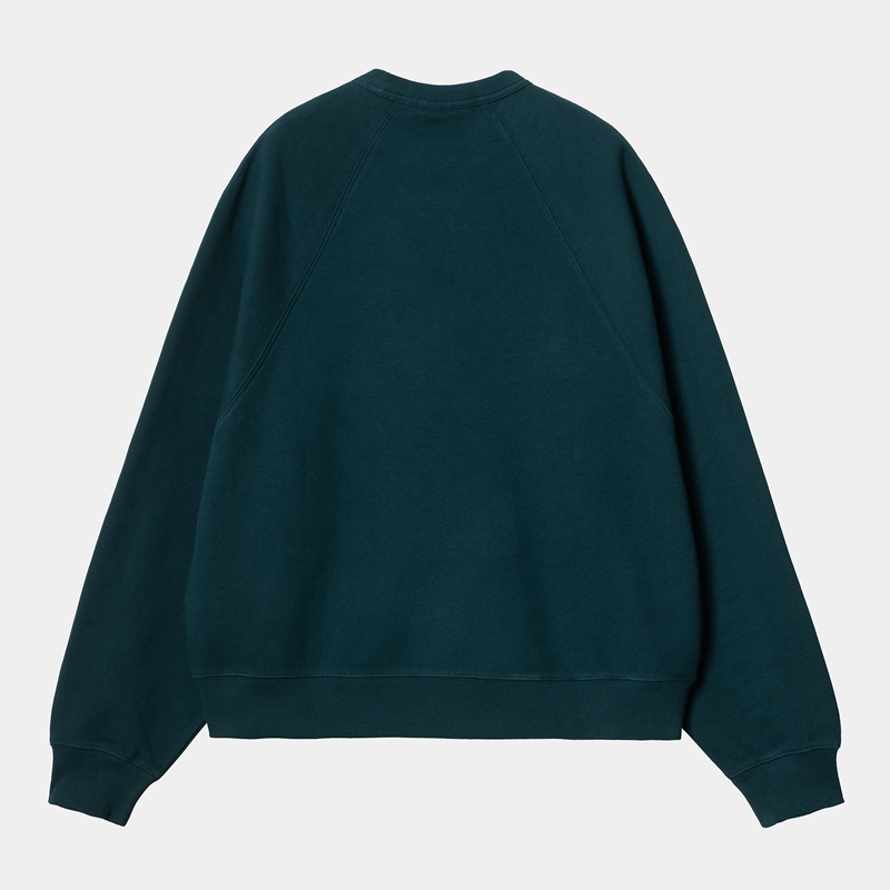 Carhartt Signature Sweatshirt Kadın Tavuskuşu Mavi | AUF-527901