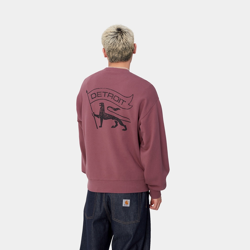 Carhartt Stamp Sweatshirt Erkek Bordo | XAZ-561927