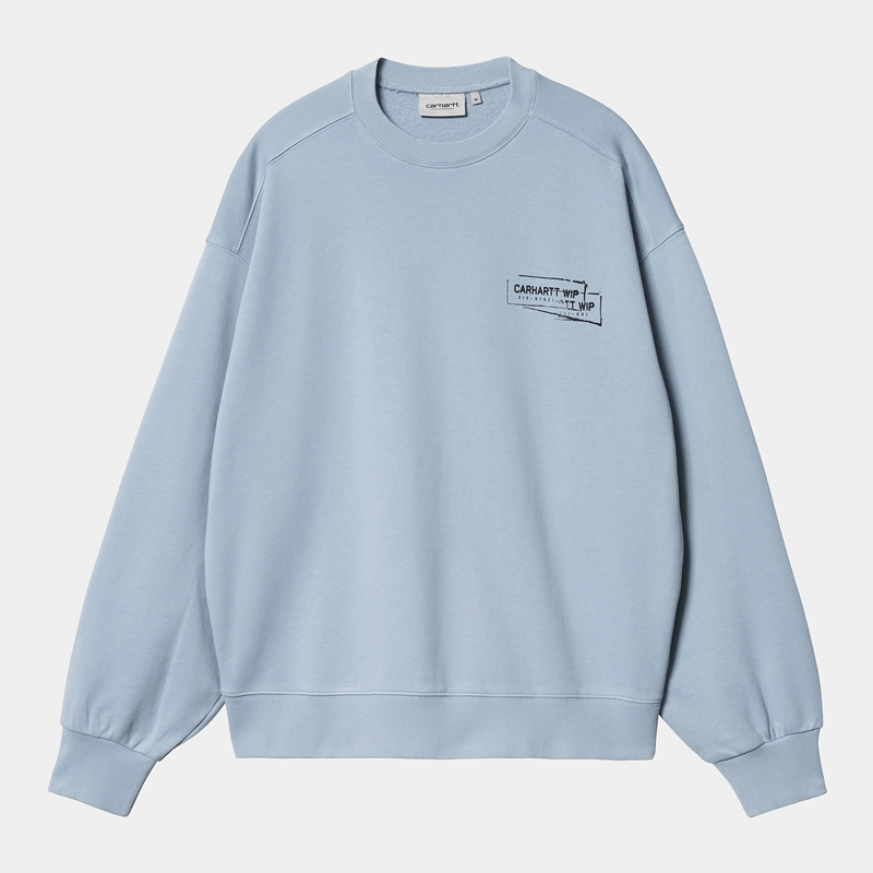 Carhartt Stamp Sweatshirt Erkek Mavi | YQE-094861