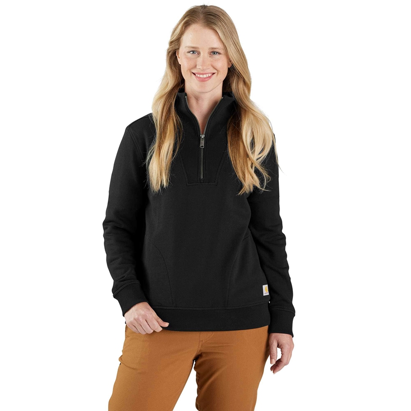 Carhartt TENCEL™ Fiber Series Relaxed Fit Half-Zip Sweatshirt Kadın Siyah | YFG-149803