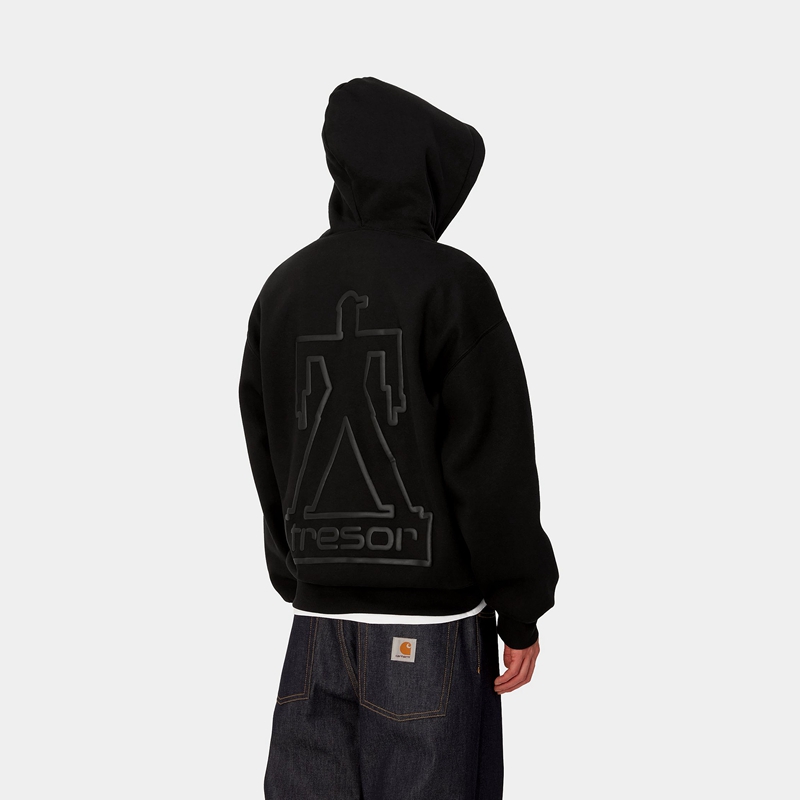 Carhartt WIP x TRESOR Basement Hooded Sweatshirt Erkek Siyah | WCV-375682