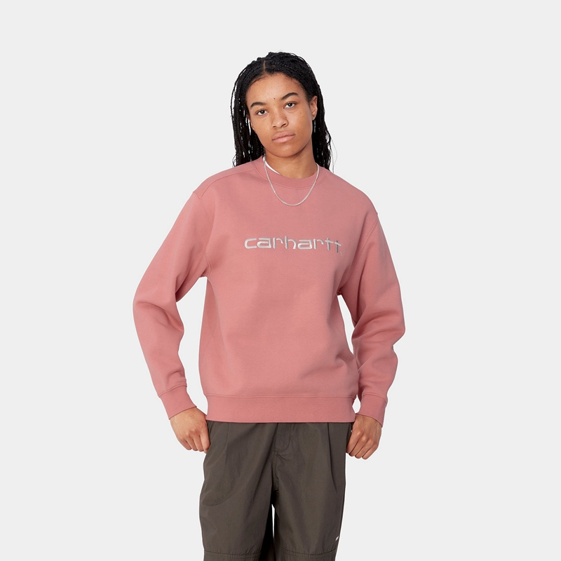 Carhartt W\' Sweatshirt Kadın Pembe | YBD-284731