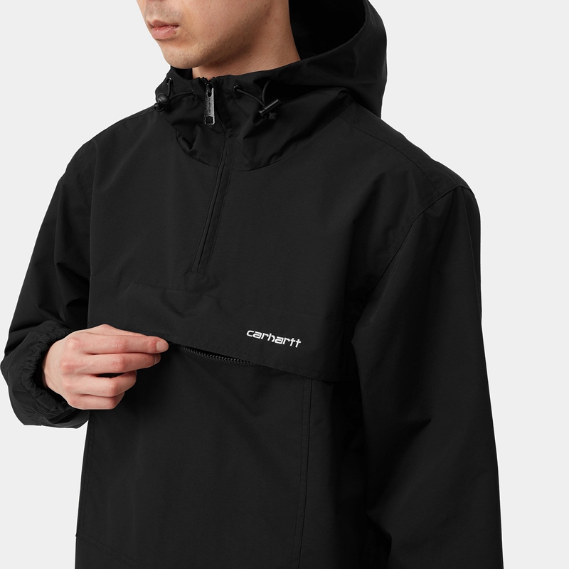 Carhartt Windbreaker Kapşonlu Erkek Siyah | YBS-941678